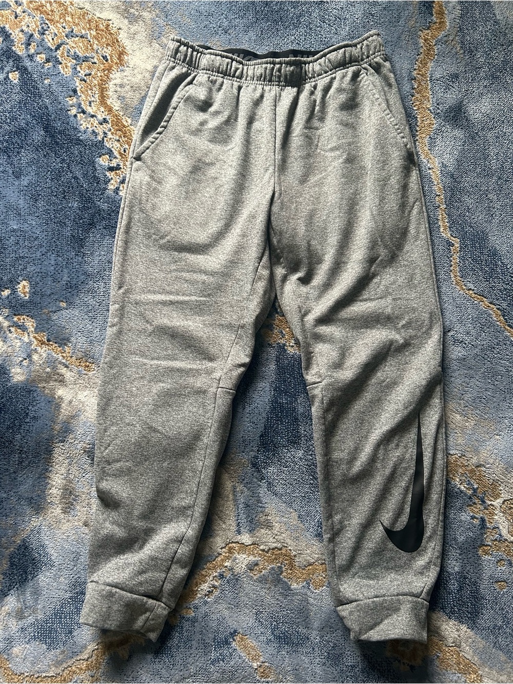 Nike Kids Gray Jogger Sweatpants with Black Swoosh